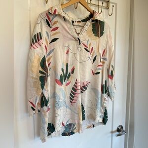 Cynthia Rowley Multicolor Leaf Print Blouse Size 1X